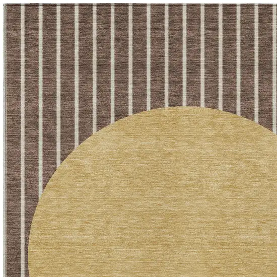 Brown And Beige Striped Washable Indoor Outdoor Area Rug Photo 5