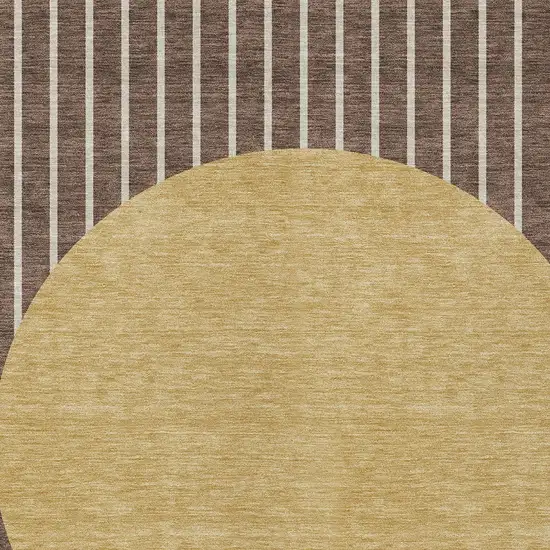 Brown And Beige Striped Washable Indoor Outdoor Area Rug Photo 5