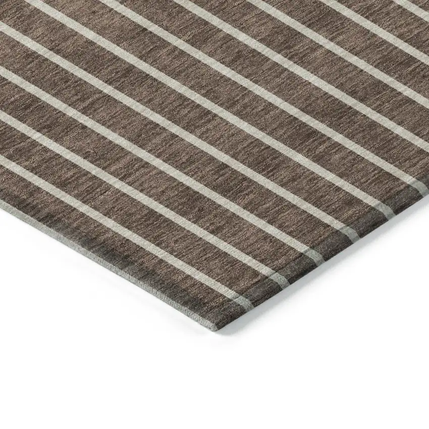 Brown And Beige Striped Washable Indoor Outdoor Area Rug Photo 4