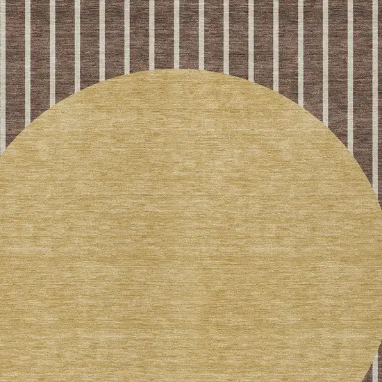 Brown And Beige Striped Washable Indoor Outdoor Area Rug Photo 5
