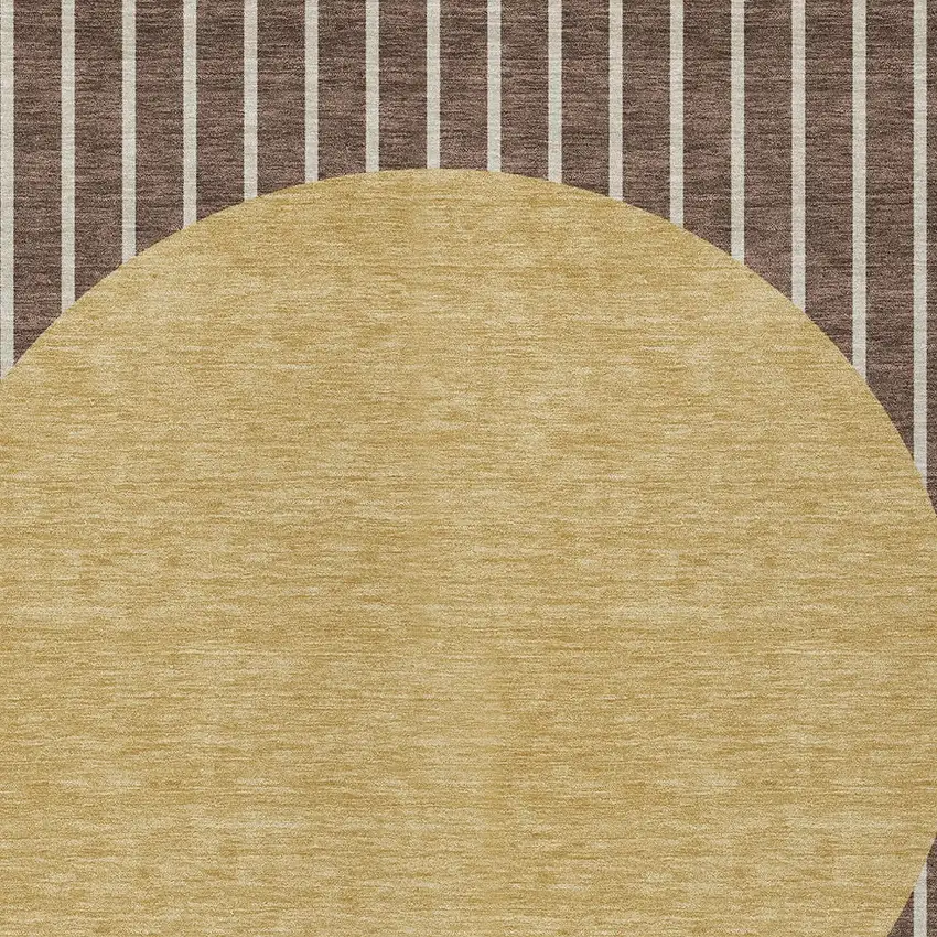 Brown And Beige Striped Washable Indoor Outdoor Area Rug Photo 5