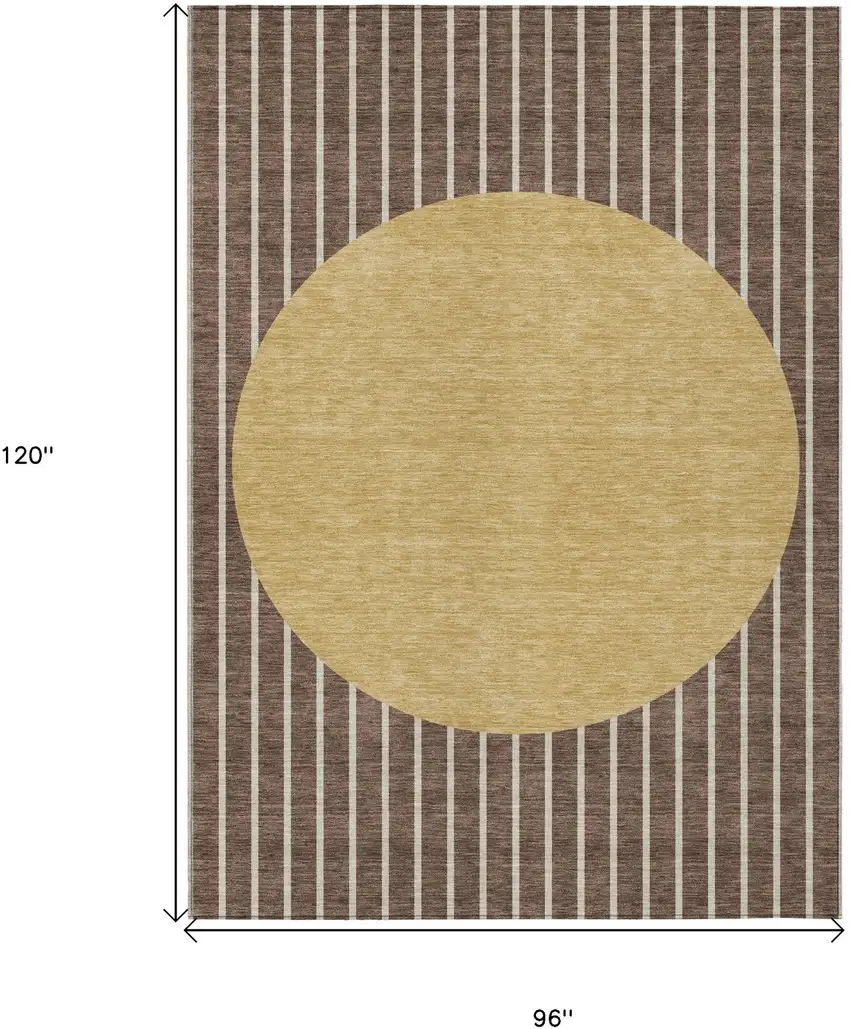 Brown And Beige Striped Washable Indoor Outdoor Area Rug Photo 3