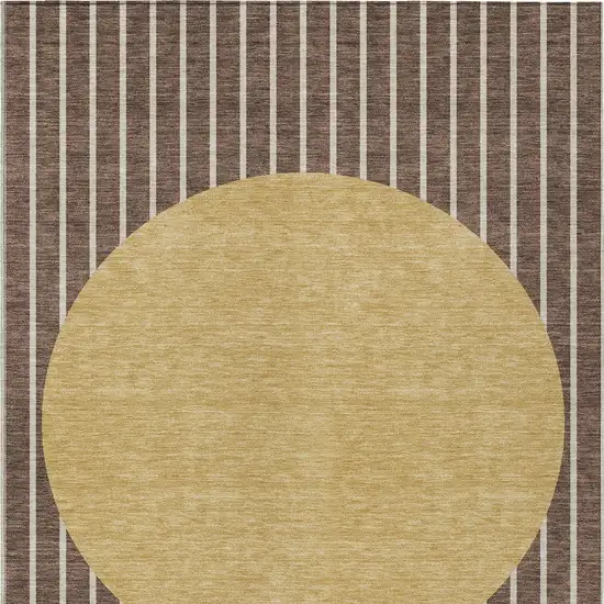 Brown And Beige Striped Washable Indoor Outdoor Area Rug Photo 6