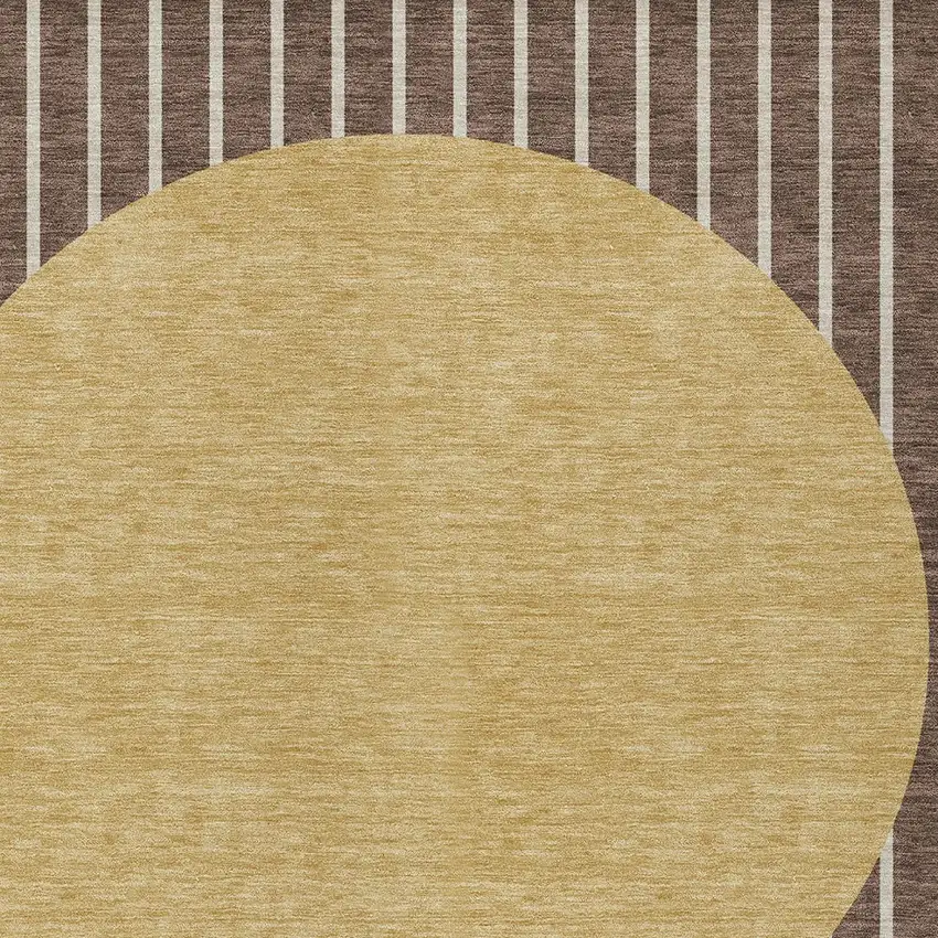 Brown And Beige Striped Washable Indoor Outdoor Area Rug Photo 5