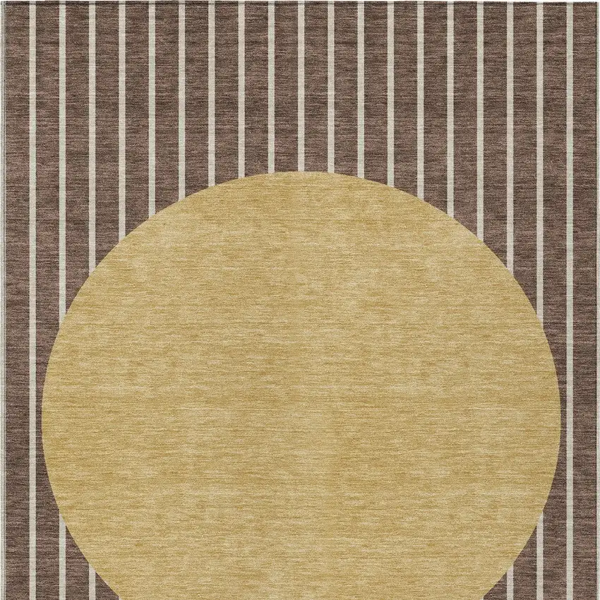 Brown And Beige Striped Washable Indoor Outdoor Area Rug Photo 6