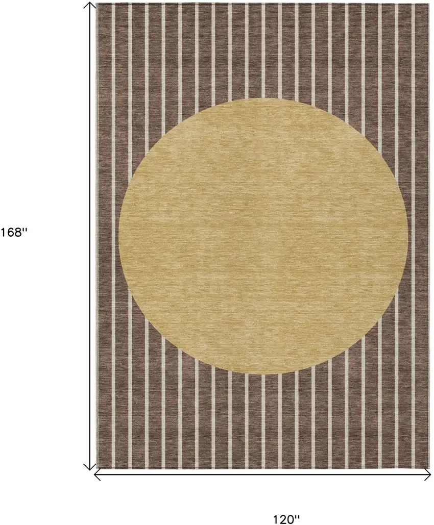 Brown And Beige Striped Washable Indoor Outdoor Area Rug Photo 3