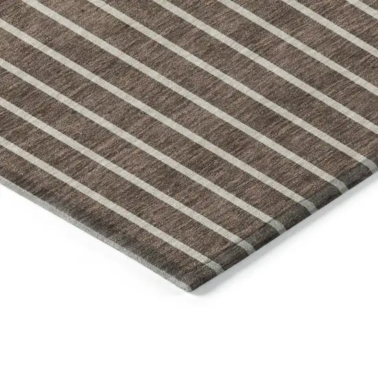 Brown And Beige Striped Washable Indoor Outdoor Area Rug Photo 4