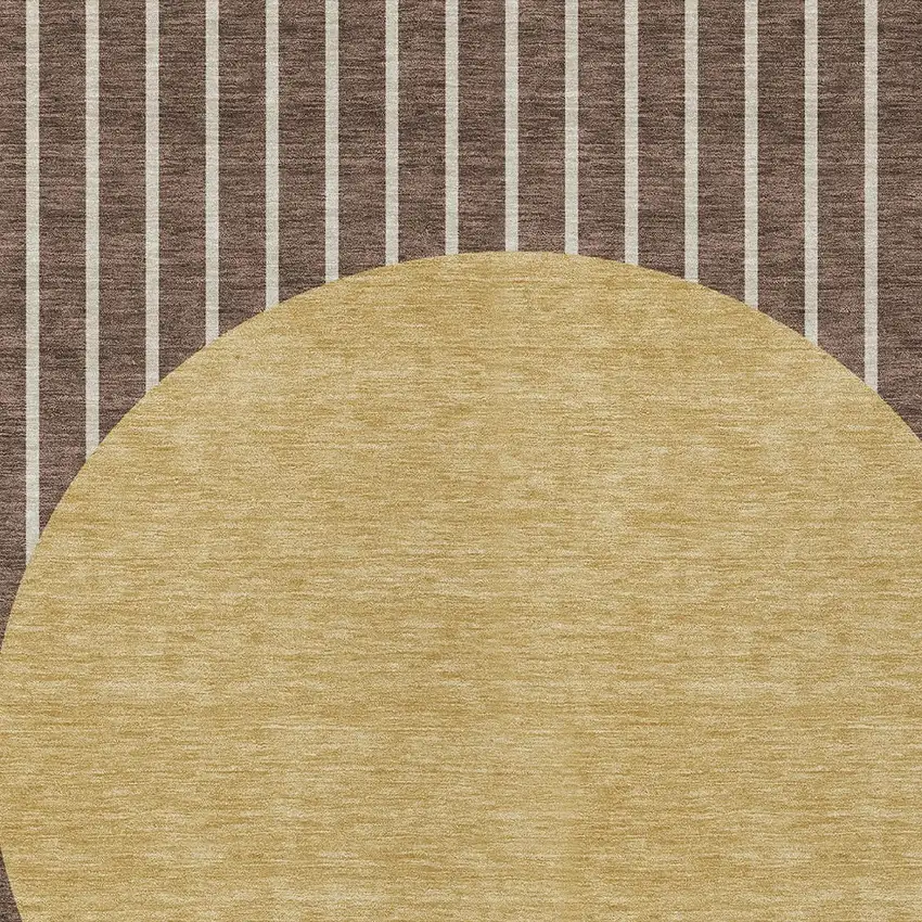 Brown And Beige Striped Washable Indoor Outdoor Area Rug Photo 5