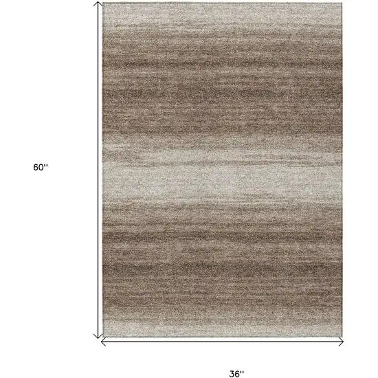 Brown And Beige Striped Washable Indoor Outdoor Area Rug Photo 3