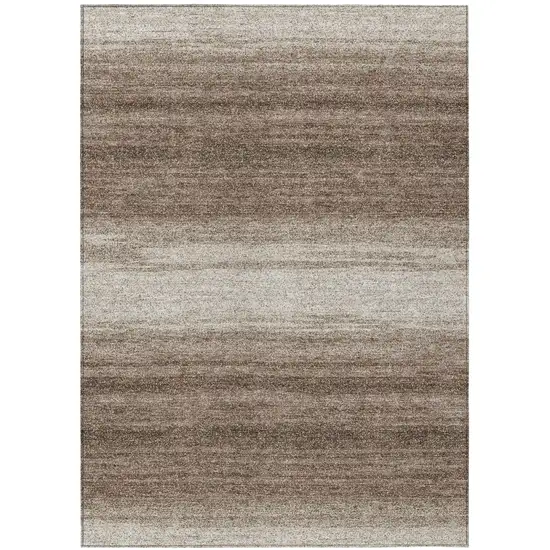 Brown And Beige Abstract Washable Indoor Outdoor Area Rug Photo 2