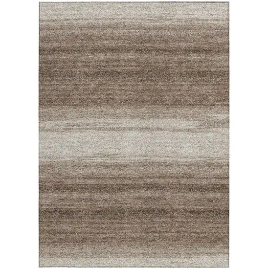 Brown And Beige Striped Washable Indoor Outdoor Area Rug Photo 7