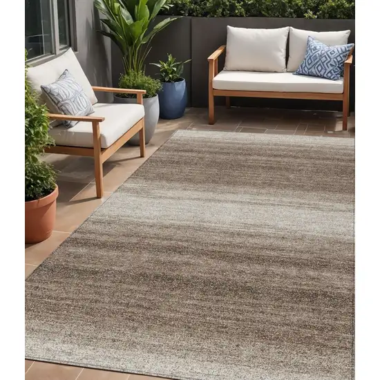Brown And Beige Striped Washable Indoor Outdoor Area Rug Photo 1
