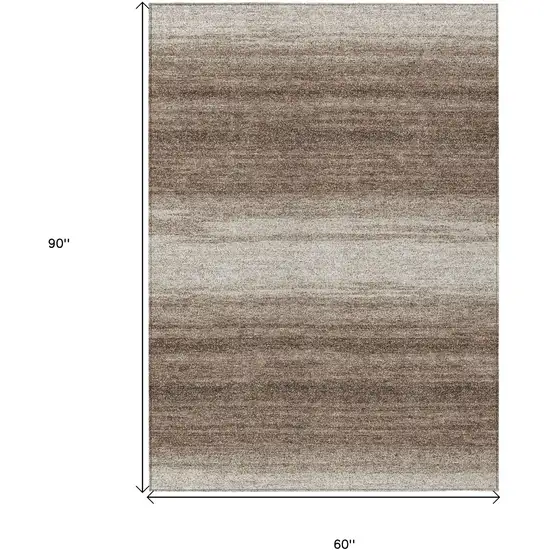 Brown And Beige Striped Washable Indoor Outdoor Area Rug Photo 3