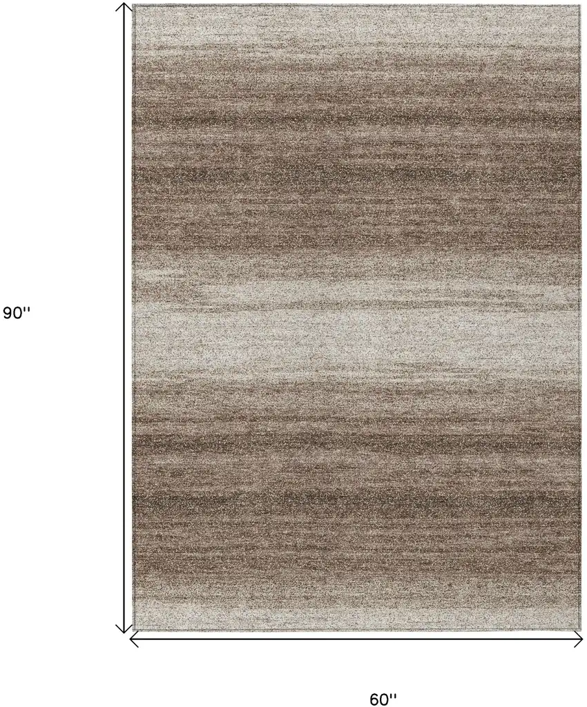 Brown And Beige Striped Washable Indoor Outdoor Area Rug Photo 3