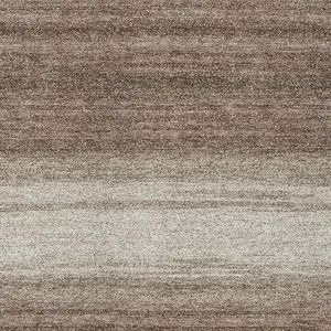 Photo of Brown And Beige Striped Washable Indoor Outdoor Area Rug