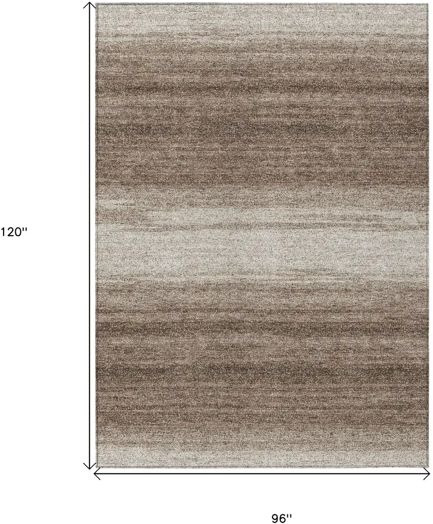 Brown And Beige Striped Washable Indoor Outdoor Area Rug Photo 3
