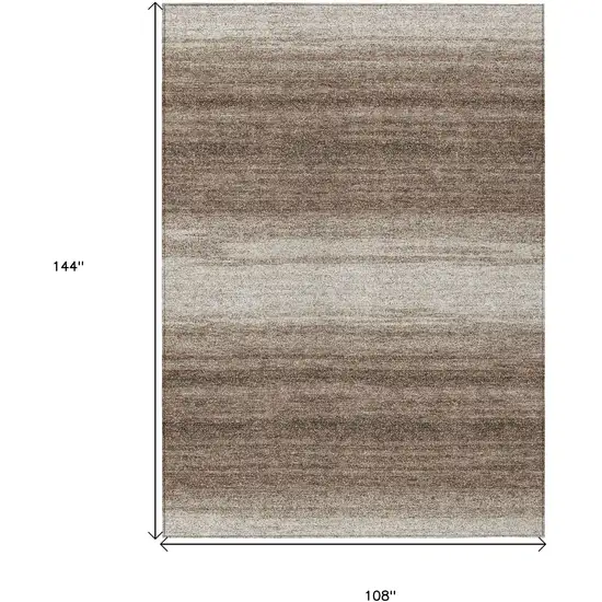 Brown And Beige Striped Washable Indoor Outdoor Area Rug Photo 3