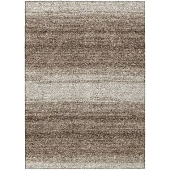 Brown And Beige Striped Washable Indoor Outdoor Area Rug Photo 2