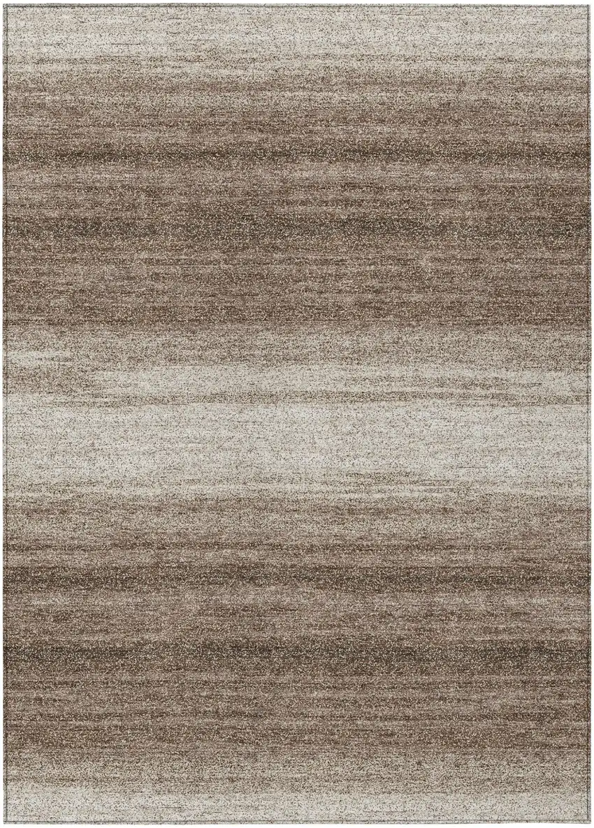Brown And Beige Striped Washable Indoor Outdoor Area Rug Photo 2