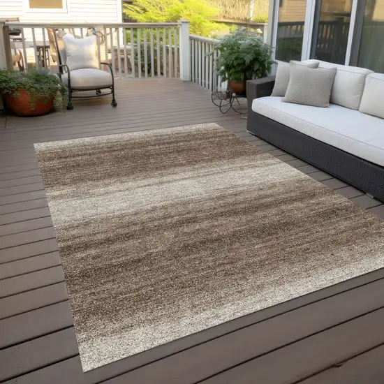 Brown And Beige Striped Washable Indoor Outdoor Area Rug Photo 8