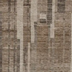 Photo of Brown And Beige Striped Washable Indoor Outdoor Area Rug