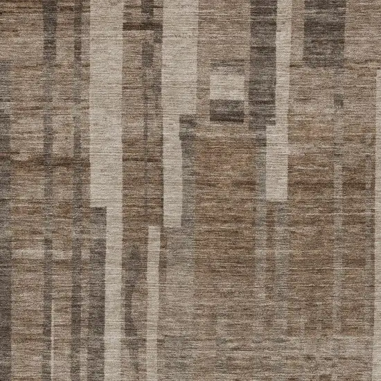 Brown And Beige Striped Washable Indoor Outdoor Area Rug Photo 5