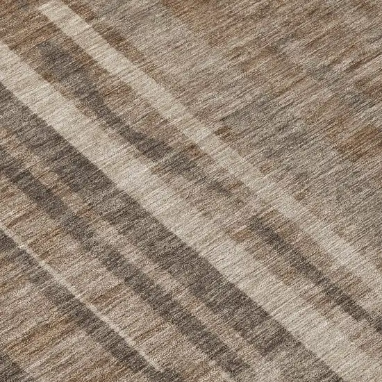 Brown And Beige Striped Washable Indoor Outdoor Area Rug Photo 8