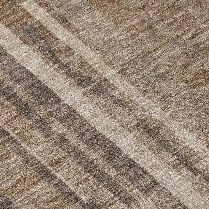 Brown And Beige Striped Washable Indoor Outdoor Area Rug Photo 8