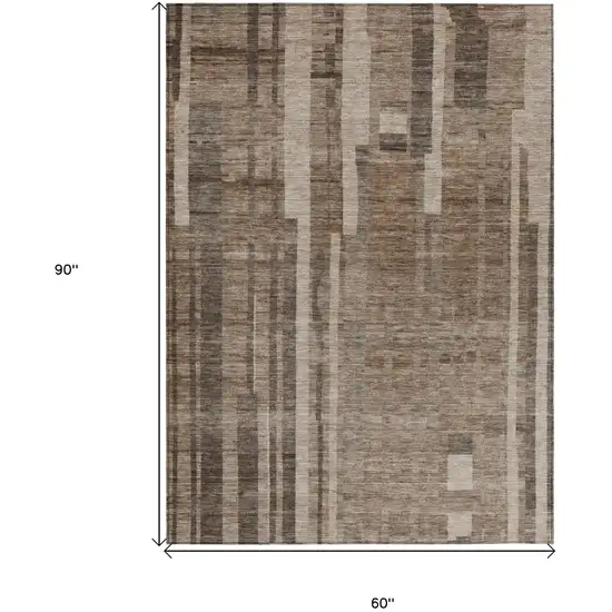 Brown And Beige Striped Washable Indoor Outdoor Area Rug Photo 7