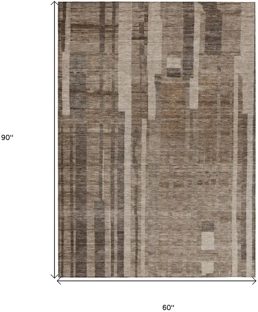 Brown And Beige Striped Washable Indoor Outdoor Area Rug Photo 7