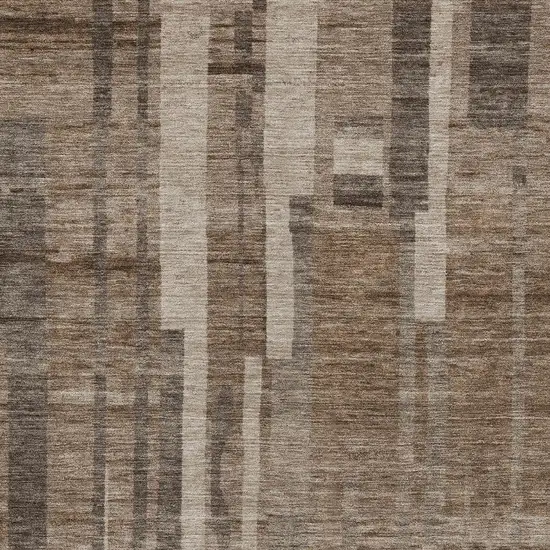 Brown And Beige Striped Washable Indoor Outdoor Area Rug Photo 5