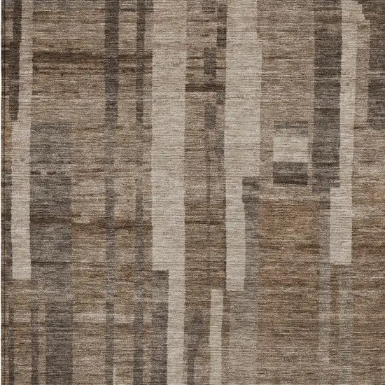 Brown And Beige Striped Washable Indoor Outdoor Area Rug Photo 5