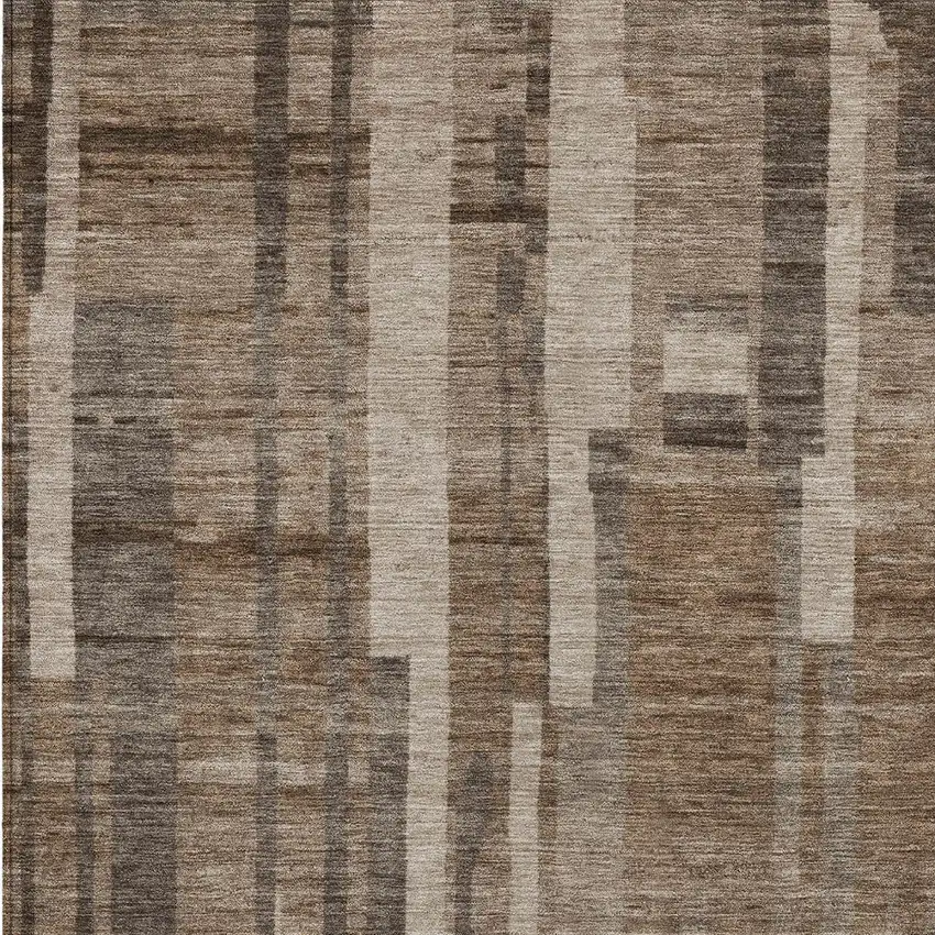 Brown And Beige Striped Washable Indoor Outdoor Area Rug Photo 5