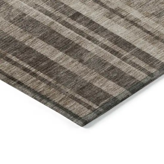 Brown And Beige Striped Washable Indoor Outdoor Area Rug Photo 4