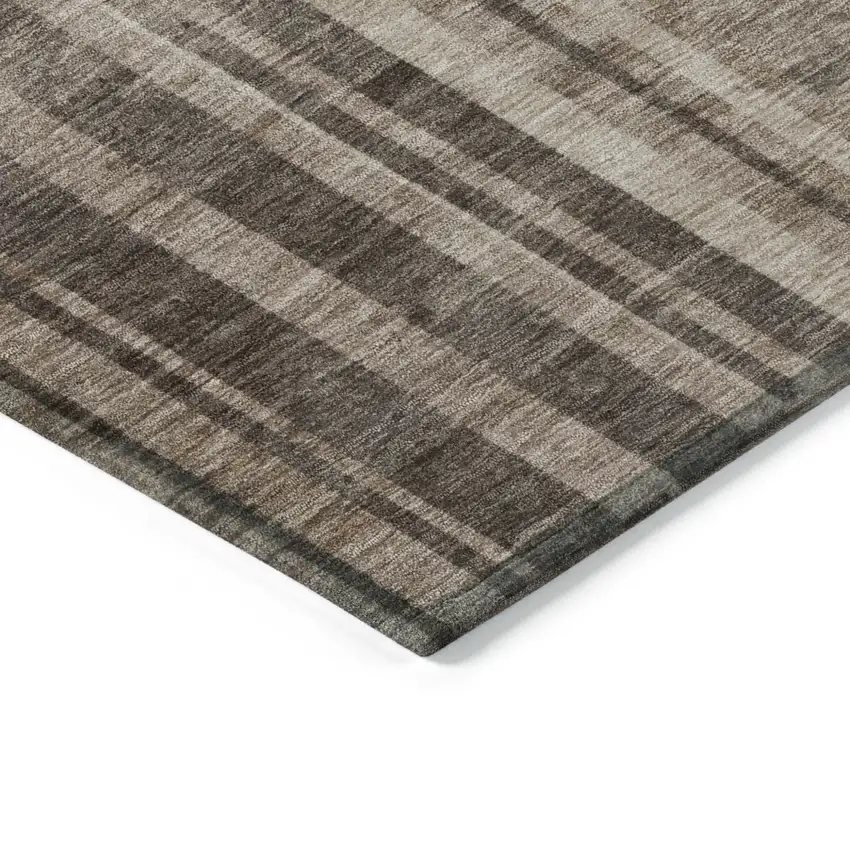 Brown And Beige Striped Washable Indoor Outdoor Area Rug Photo 4