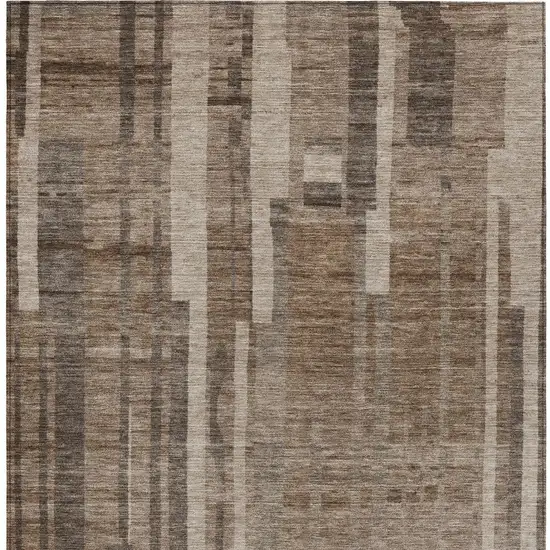 Brown And Beige Striped Washable Indoor Outdoor Area Rug Photo 6