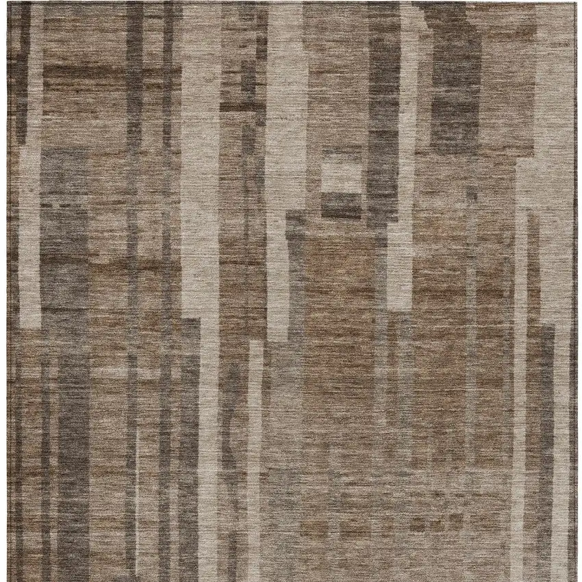 Brown And Beige Striped Washable Indoor Outdoor Area Rug Photo 6
