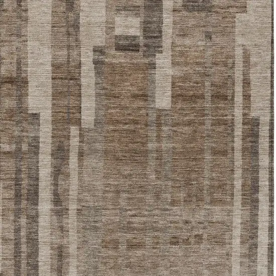 Brown And Beige Striped Washable Indoor Outdoor Area Rug Photo 5
