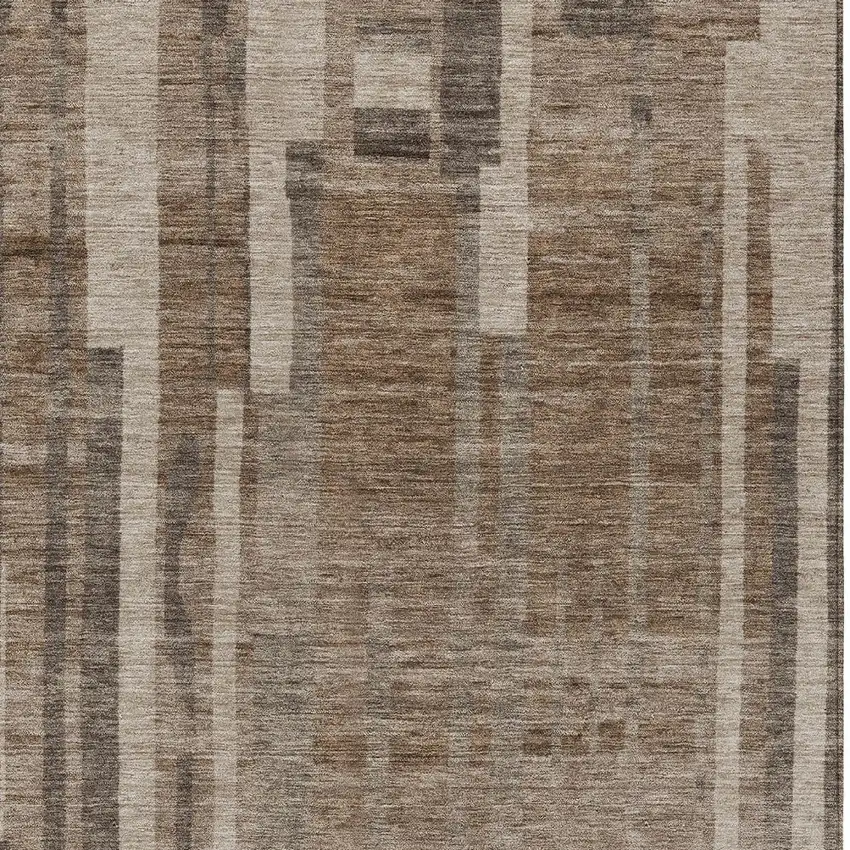 Brown And Beige Striped Washable Indoor Outdoor Area Rug Photo 5