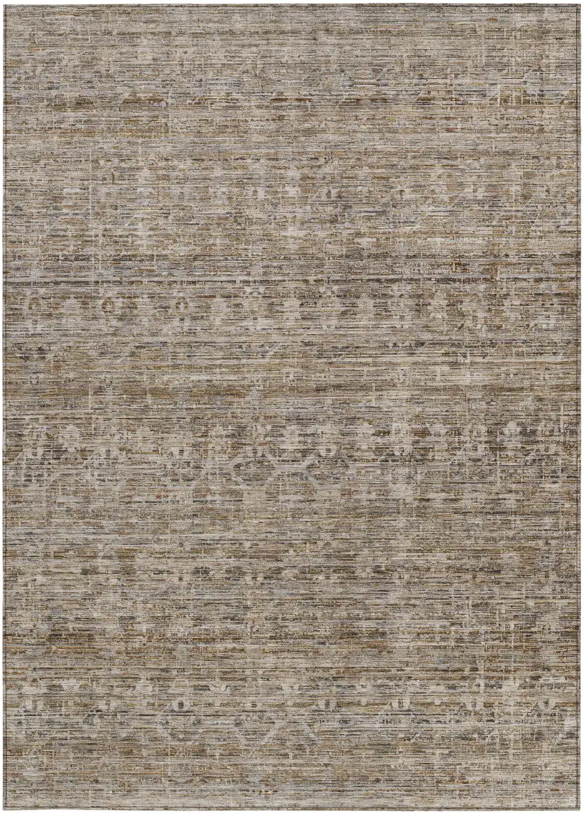Brown And Beige Striped Washable Indoor Outdoor Area Rug Photo 3