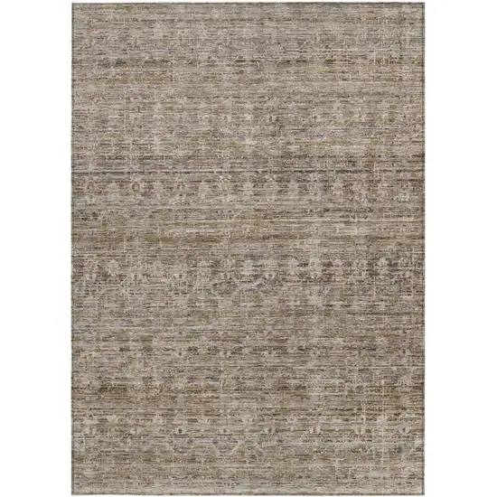 Brown And Beige Striped Washable Indoor Outdoor Area Rug Photo 4