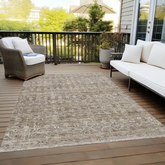 Brown And Beige Striped Washable Indoor Outdoor Area Rug Photo 9