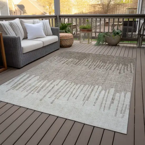 Brown And Beige Striped Washable Indoor Outdoor Area Rug Photo 7