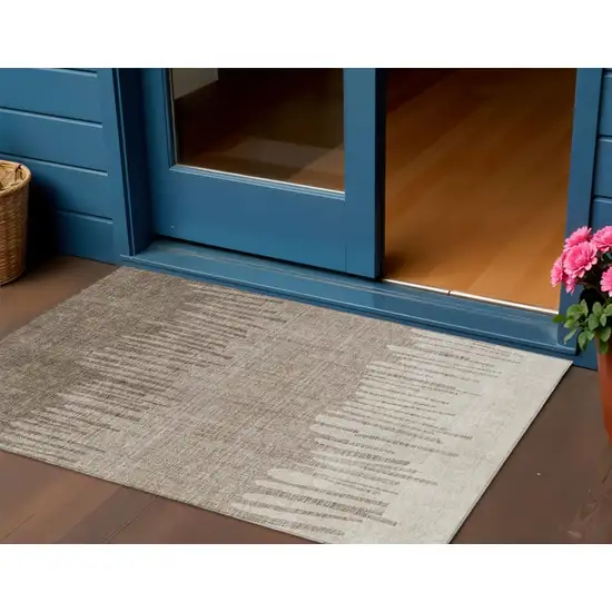 Brown And Beige Striped Washable Indoor Outdoor Area Rug Photo 2