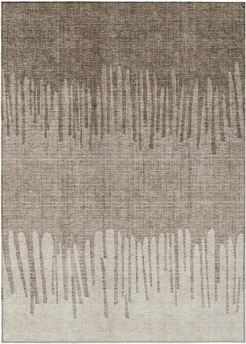 Brown And Beige Striped Washable Indoor Outdoor Area Rug Photo 1