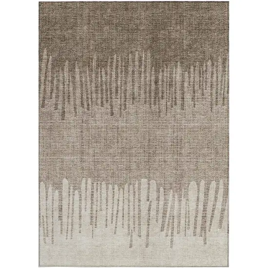 Brown And Beige Striped Washable Indoor Outdoor Area Rug Photo 3