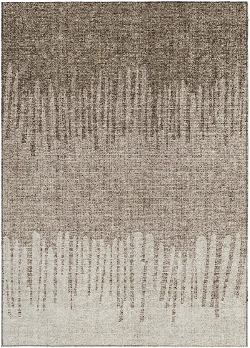 Brown And Beige Striped Washable Indoor Outdoor Area Rug Photo 3