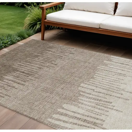 Brown And Beige Striped Washable Indoor Outdoor Area Rug Photo 2