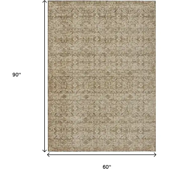 Brown And Beige Striped Washable Indoor Outdoor Area Rug Photo 8