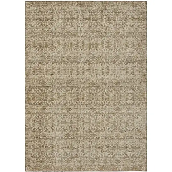 Brown And Beige Striped Washable Indoor Outdoor Area Rug Photo 1
